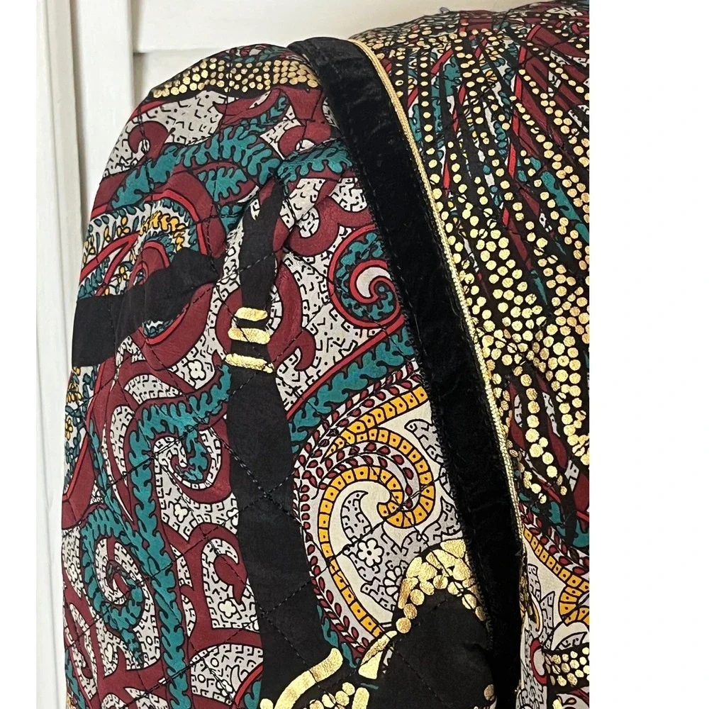 Vtg Aquascutum London‎ quilted Silk Maximalist Paisley Gold Metallic Jacket 80s